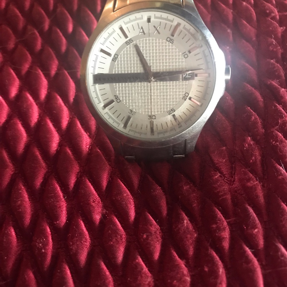 Men’s stainless steel Armani Exchange watch.